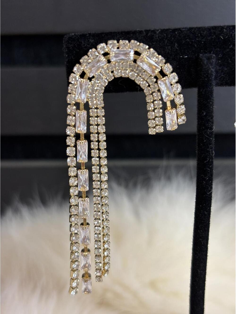 Crystal Rhinestone Dangle Earrings - Picture 3 of 4